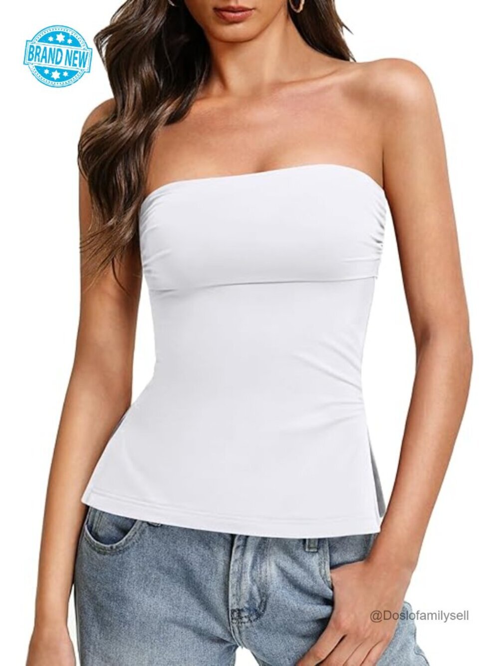 Double Lined Side Split Strapless Tube Top Going Out